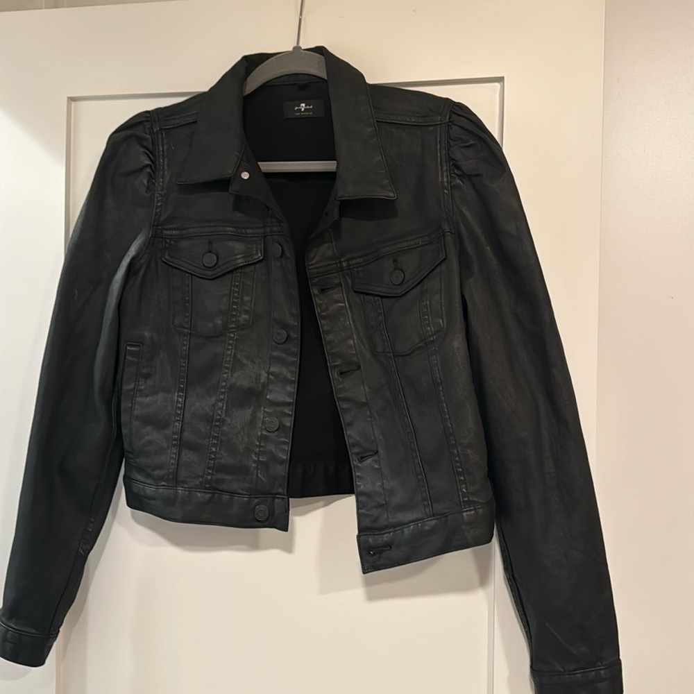 Coated black 7 for all mankind jacket (leather look)